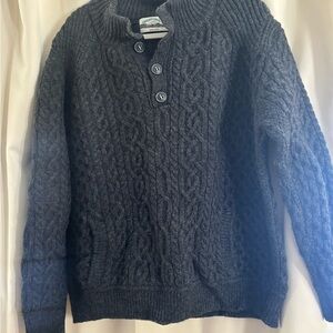 Aran Crafts Charcoal Cable Knit Crewneck Sweater